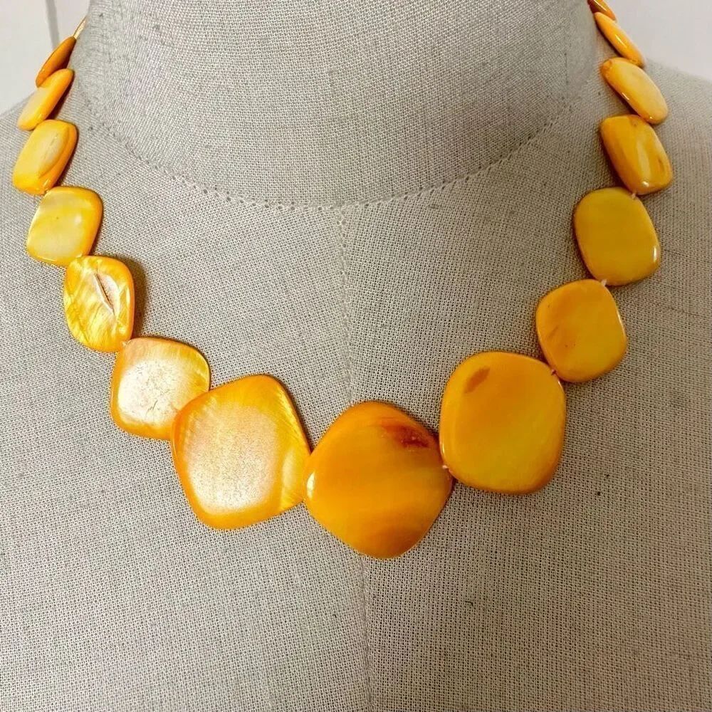 Yellow abalone shell necklace